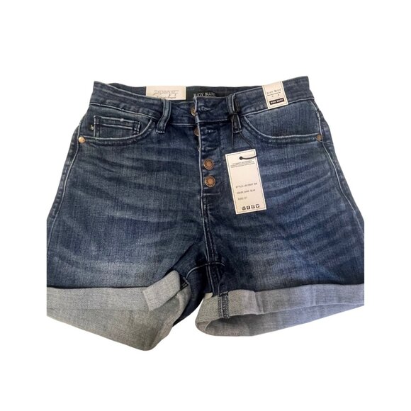 Judy Blue Lillian High Rise Tacked Cuffed Short Size 4 - Picture 2 of 5